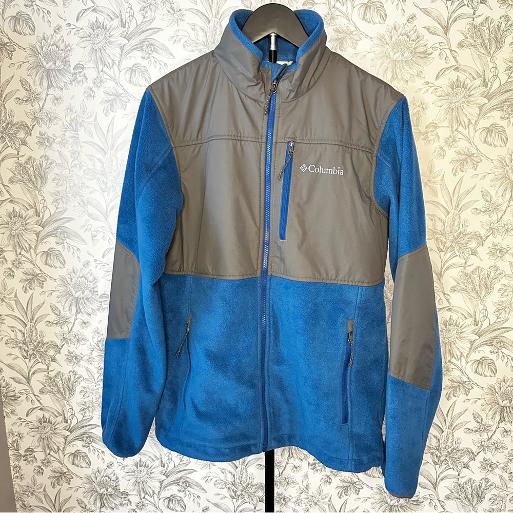 Columbia Steens Mountain Overlay Fleece Full Zip Jacket - Blue/Gray - Size Small